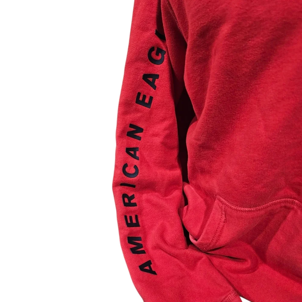 American Eagle Red Hoodie Men’s L | AE Logo Pullover | Graphic Sleeve‎